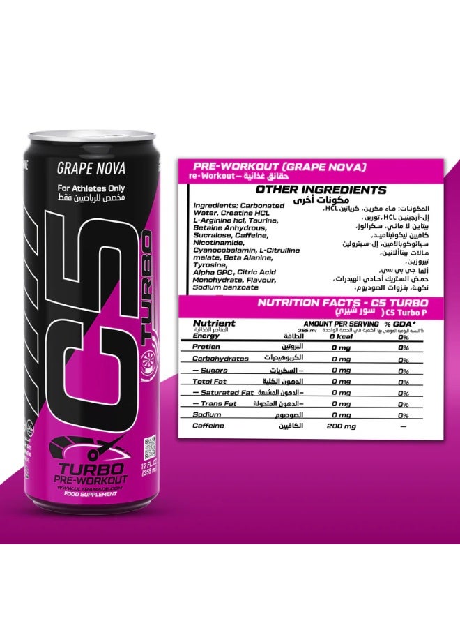 C5 Turbo Energy Drink 355ml – Grape Nova (Pack of 12) - Image 2